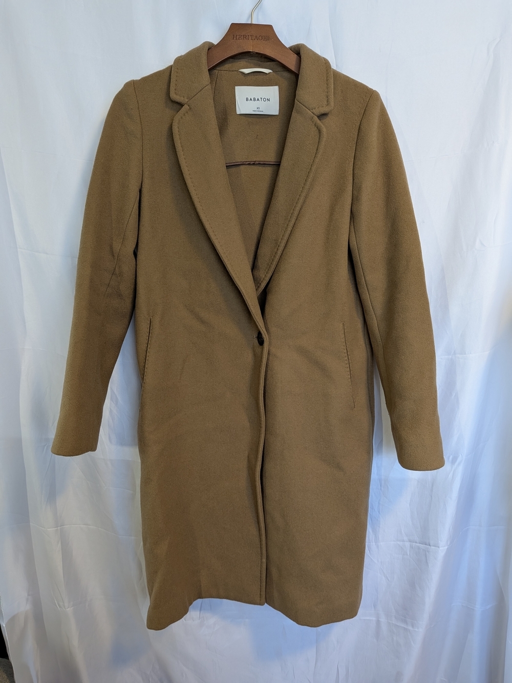 Babaton Aritzia Stedman Virgin Wool Coat - Camel - Size XS